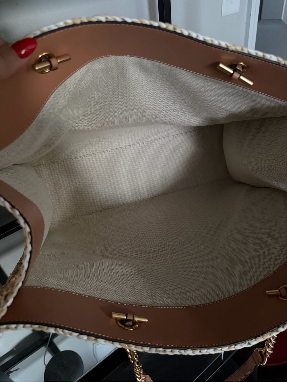 Tory Burch Ella Woven Logo Large Tote - Picture 7 of 9